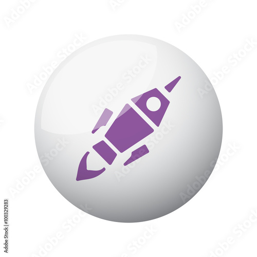 Flat purple Rocket Launch icon on 3d sphere