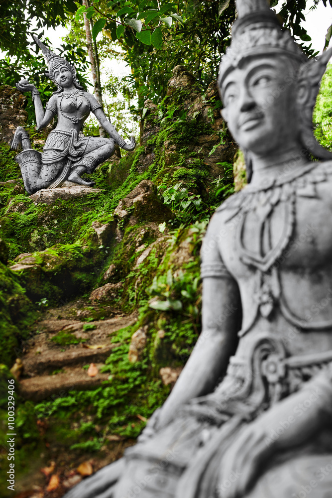 Thailand. Amphitheater Of Human And Deities Stone Statues In Buddha Magic Garden Or Secret Buddha Garden In Koh Samui Island. Place For Relaxation And Meditation. Buddhism. Travel To Asia, Tourism. 