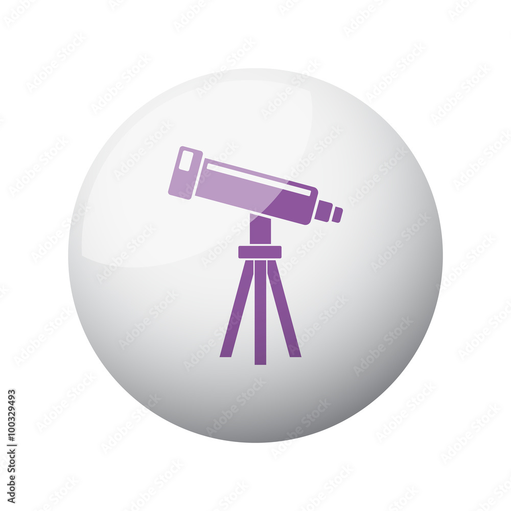 Flat purple Telescope icon on 3d sphere Flat purple Telescope icon on 3d sphere