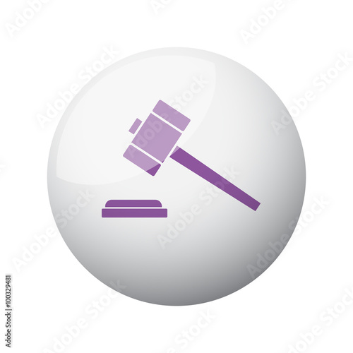 Flat purple Law Gavel icon on 3d sphere