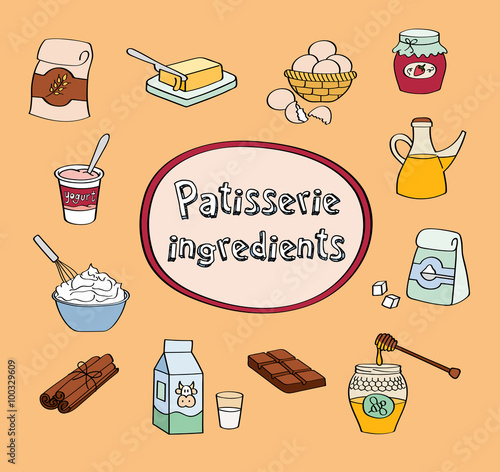 Patisserie ingredients set