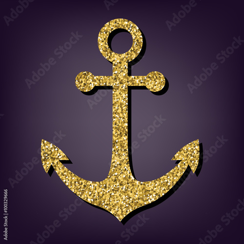 Golden style icon on perple background