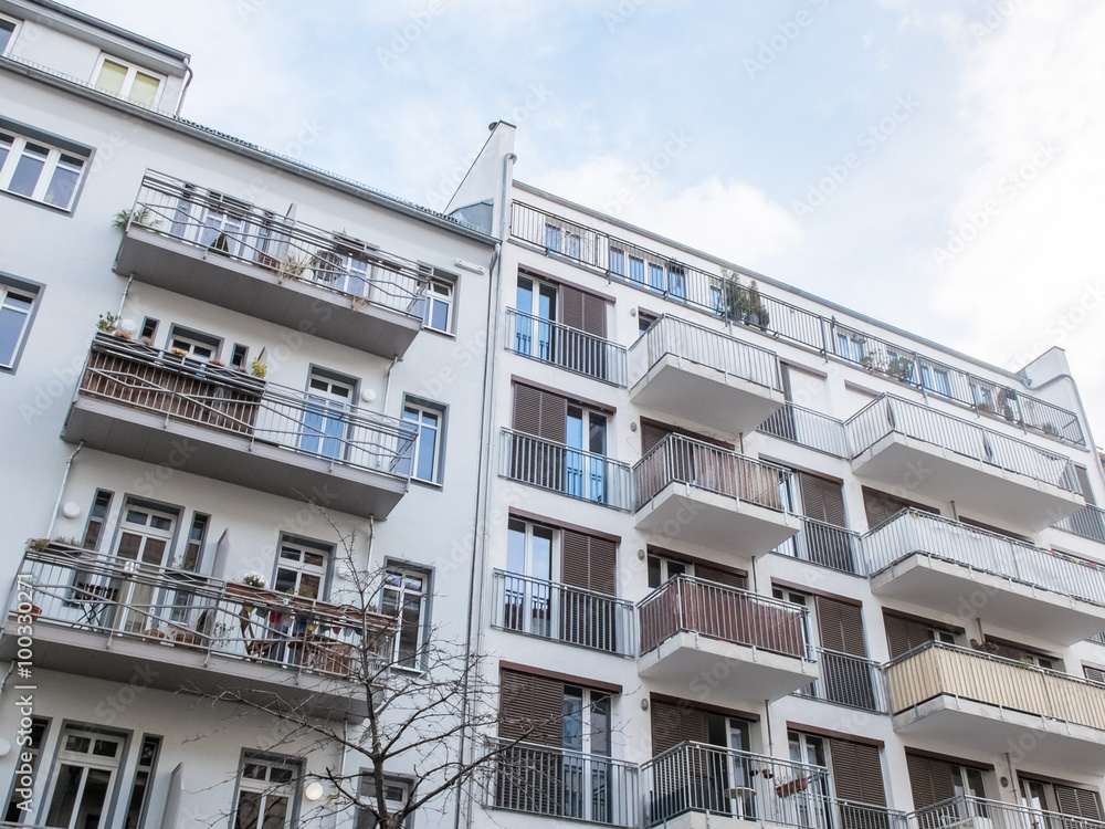 Obraz premium Apartment complex with balconies and facades