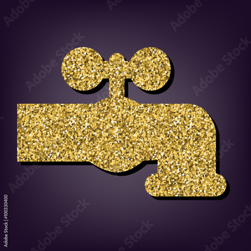 Golden style icon on perple background