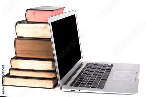 Silver Laptop and Books