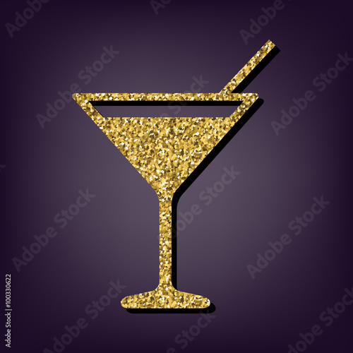 Golden style icon on perple background