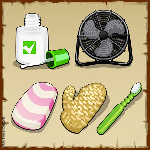 Objects set of the office, personal hygiene 
