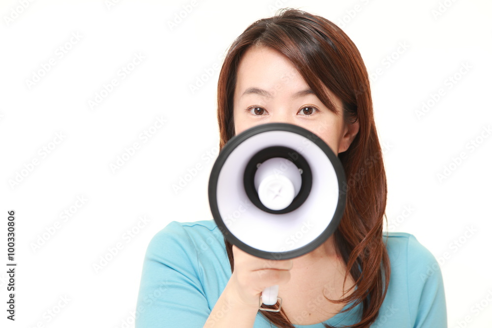 Fototapeta premium Japanese woman with megaphone