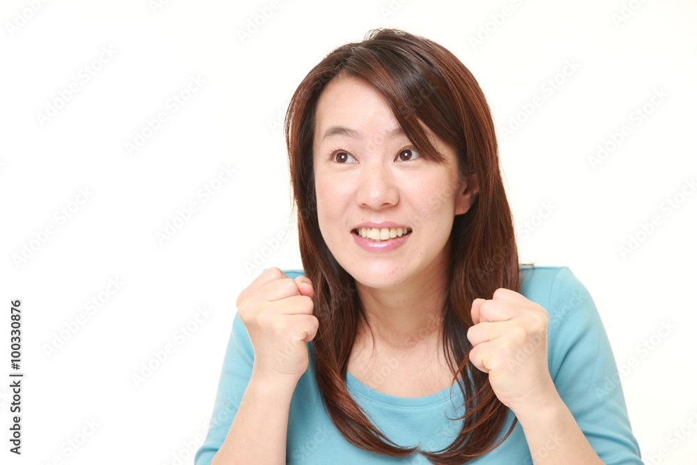 Japanese woman excited Japanese woman excited