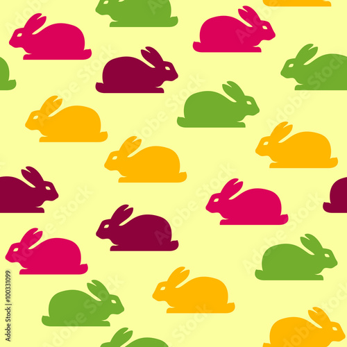 Seamless background with funny bunnies