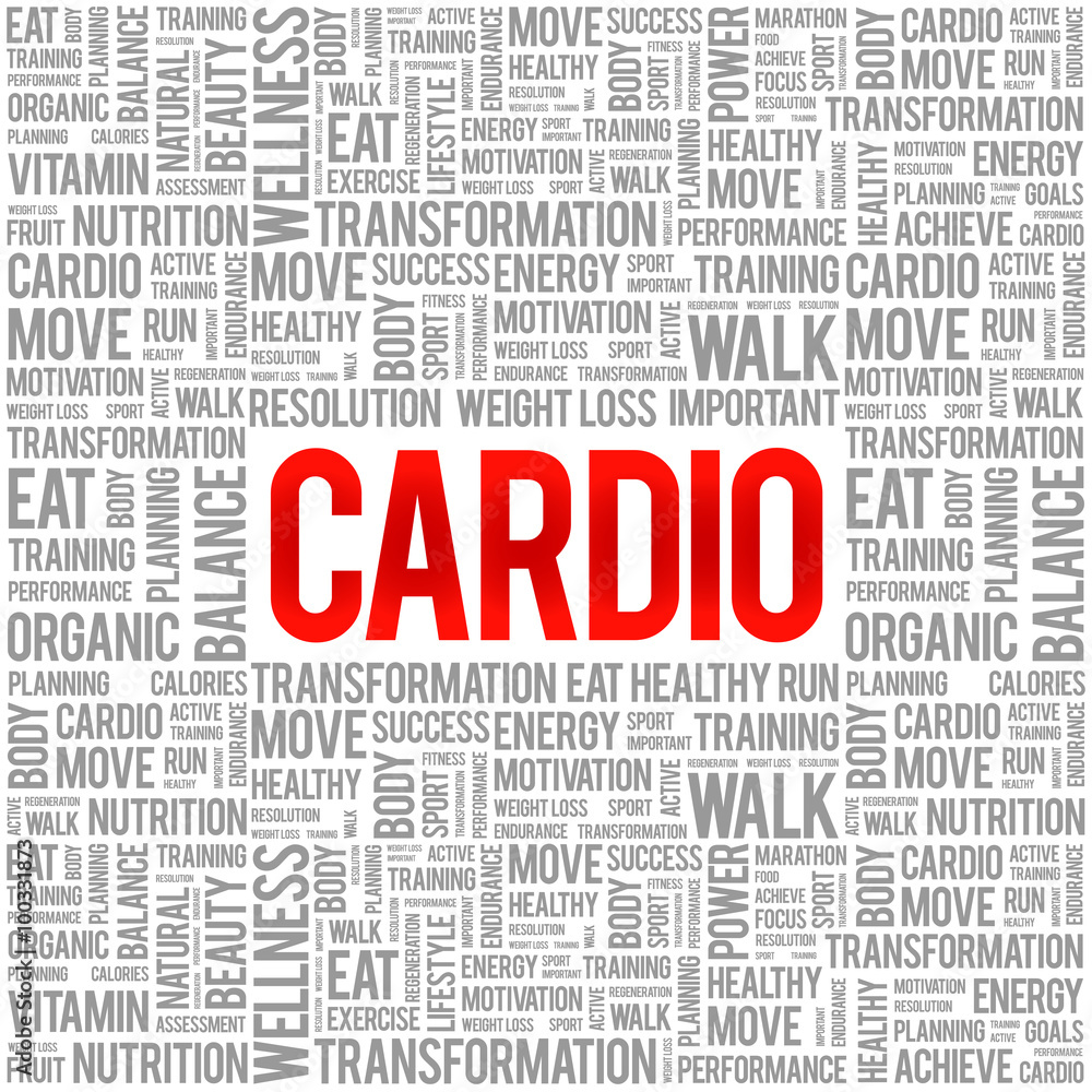 CARDIO word cloud background, health concept CARDIO word cloud background, health concept