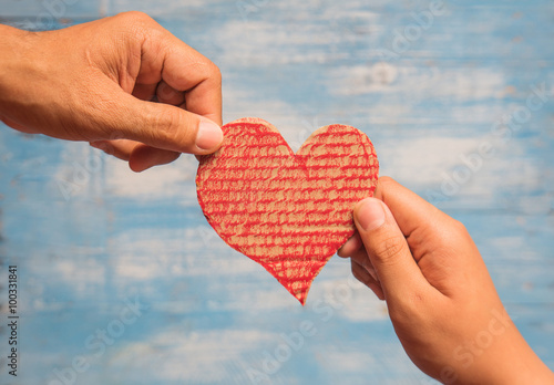 Handle Heart Red heart Crate paper heart Red heart on hand Givin