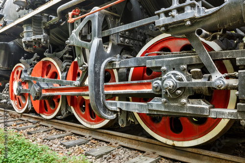 Wheels of vintage steam train