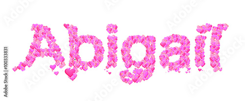 Abigail female name set with hearts type design photo