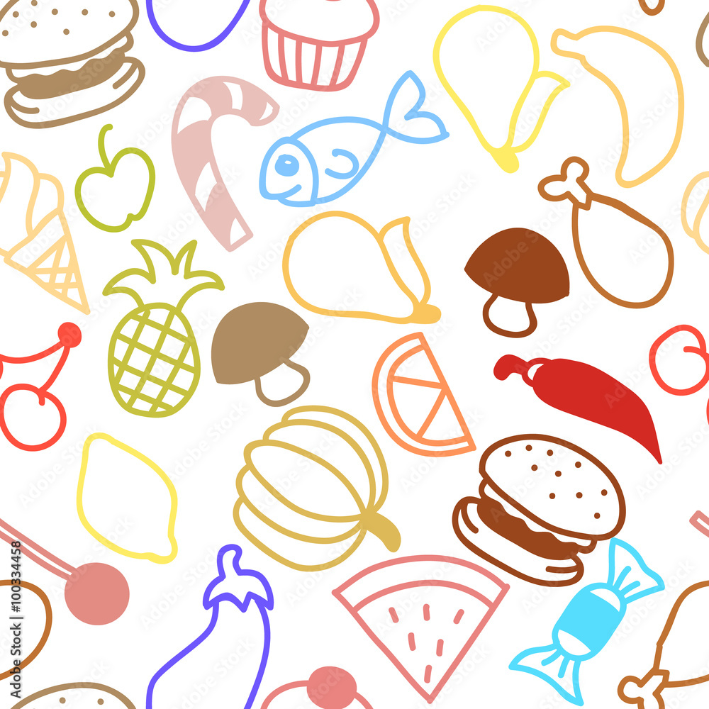 Cute fruit outline seamless texture