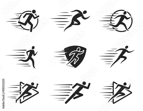 Running Man Icons with Motion Trails