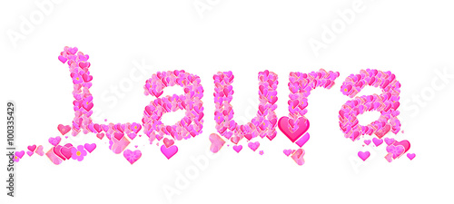 Laura female name set with hearts type design