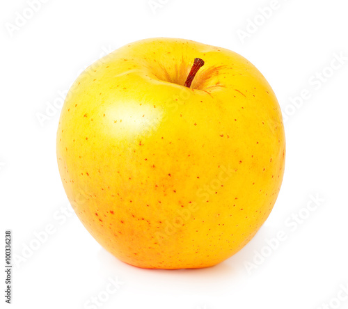 One yellow apple on a white background