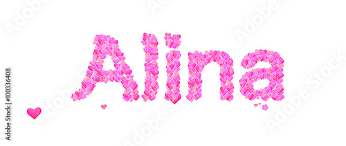 Alina female name set with hearts type design photo