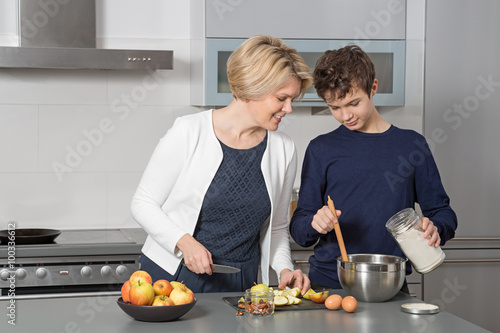 Mother and Son in the kitchen