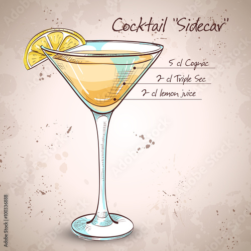 Sidecar cocktail in martini glass