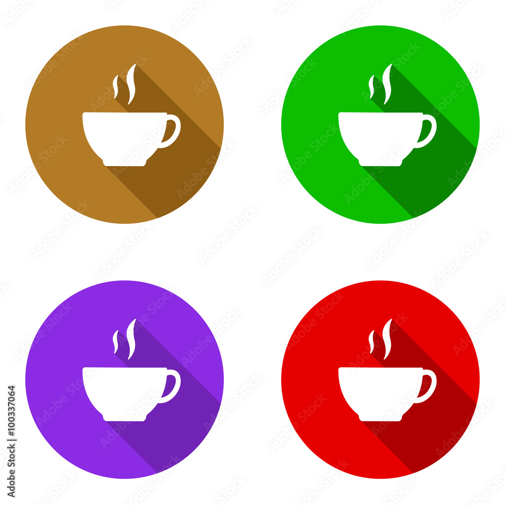 vector set colorful flat icons coffe