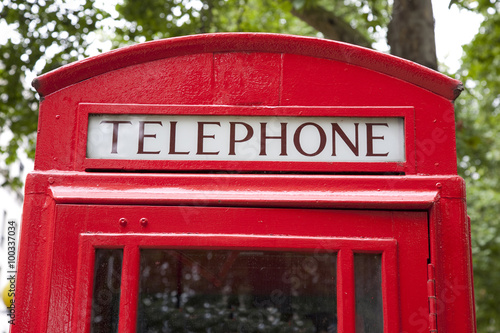 Top Part of Traditional Red Telephone Box, London, England, UK