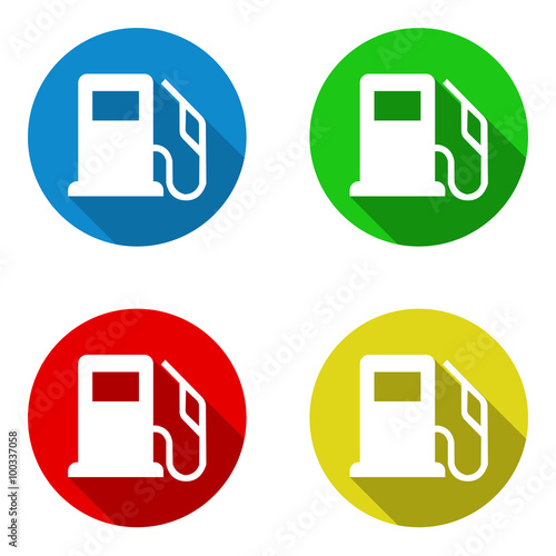 vector set colorful flat icons gas station