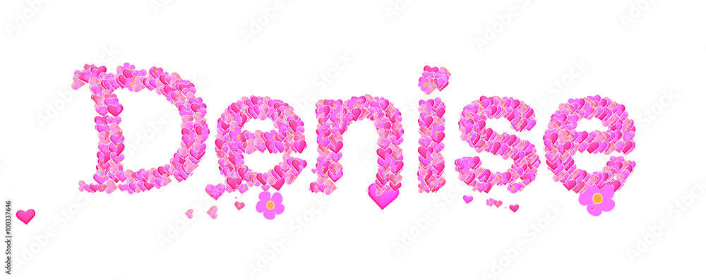 Obraz premium Denise female name set with hearts type design