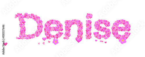 Denise female name set with hearts type design photo