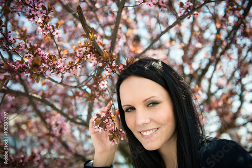 Beauty - woman and Flowering tree