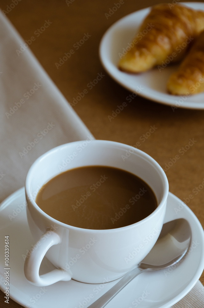 Cup of Coffee and Croissant for Breakfast. Cup of Coffee and Croissant for Breakfast.