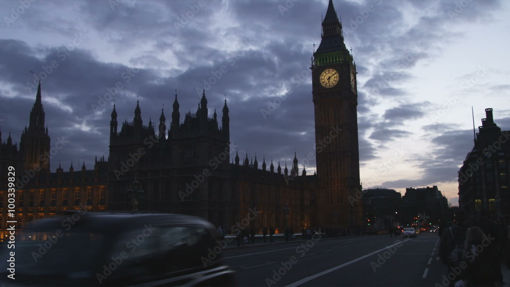 Silhouette of Big Ben at dusk in London. Silhouette of Big Ben at dusk in London.