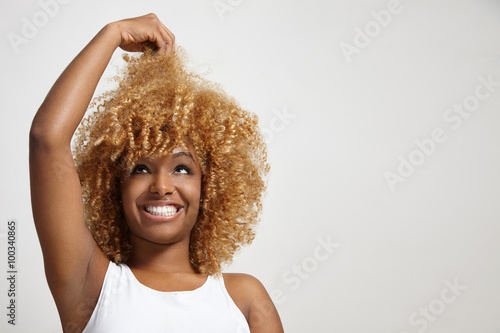 black woman have fun with a hair