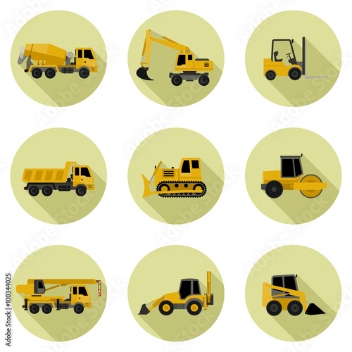 Construction machines icons.