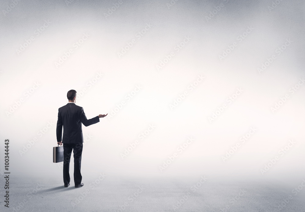 Sales person with empty white background Sales person with empty white background