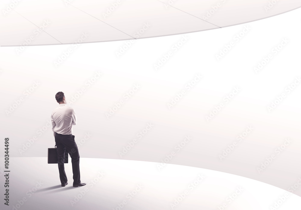 Salesman standing with his back concept Salesman standing with his back concept