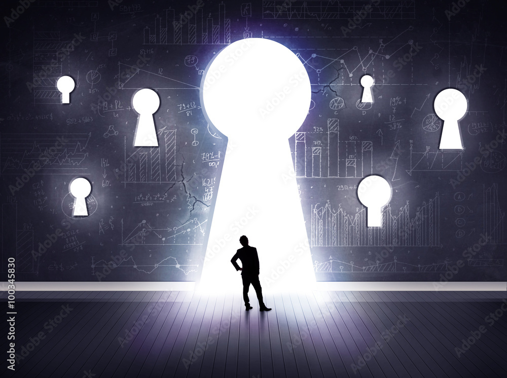 Obraz premium businessman looking through keyhole