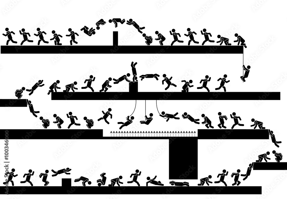 Obraz premium Icon man runner jumps and stunts