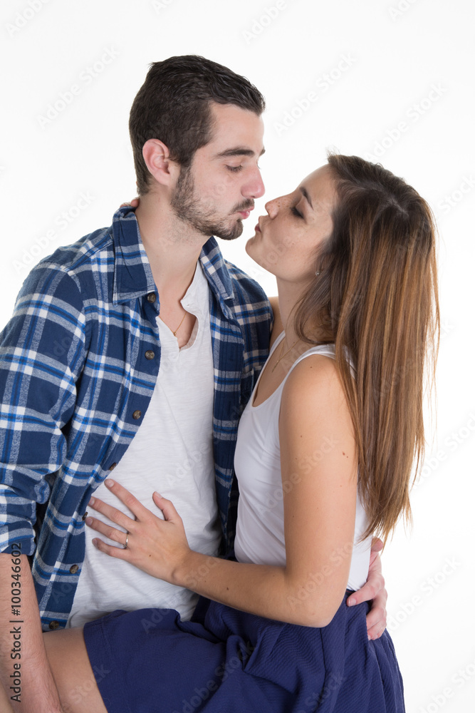 Portrait of a beautiful young happy smiling couple - isolated Portrait of a beautiful young happy smiling couple - isolated