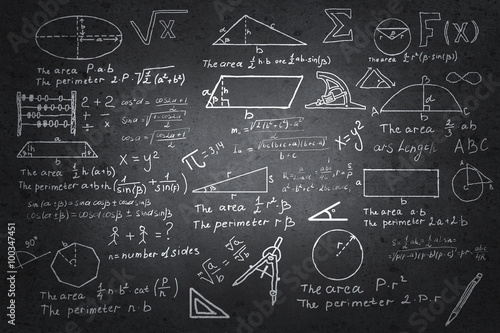 Mathematics sketches on blackboard