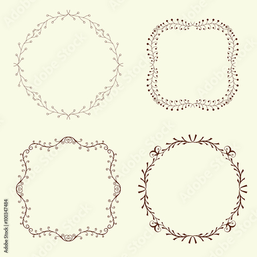 Set of 4 hand drawn frames, vector