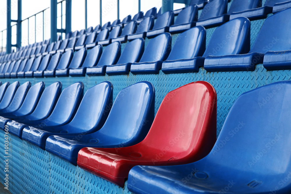 Fototapeta premium blue seats at stadium