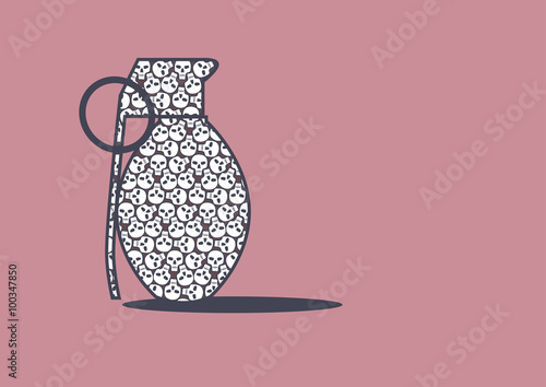 War grenade concept vector. Grenade pattered with skulls