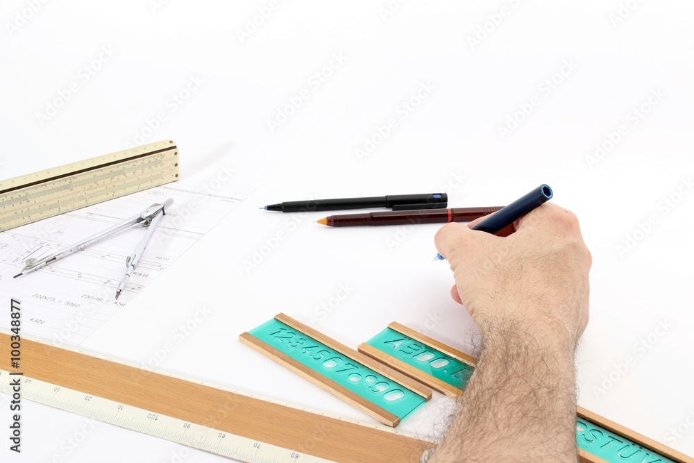 Old drawing apparatus and instruments ; free space for graphic design.