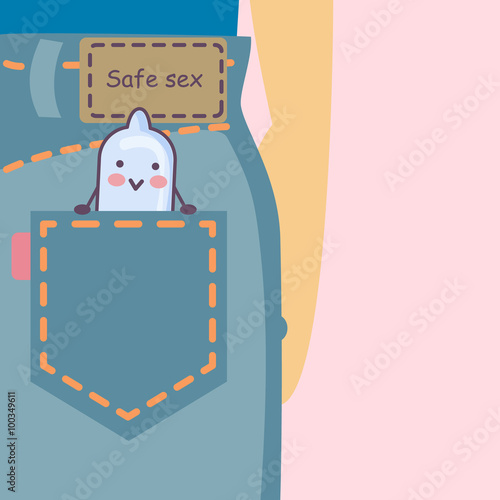 cartoon condom with jeans