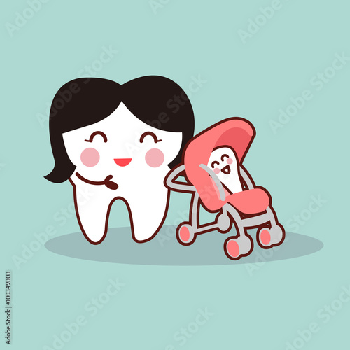 cartoon mother and baby tooth