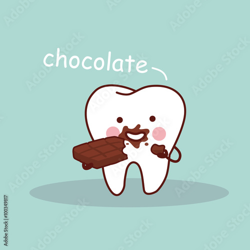 cartoon tooth with chocolate