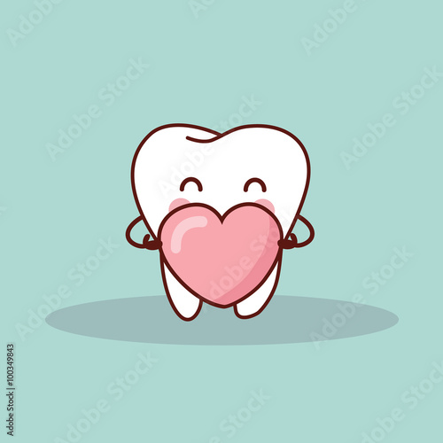 cute cartoon tooth with love