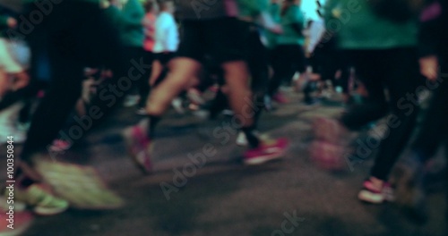 Runners feet at marathon race start - Blurred